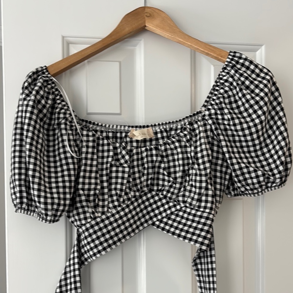 Black and White Gingham Women's Crop Top